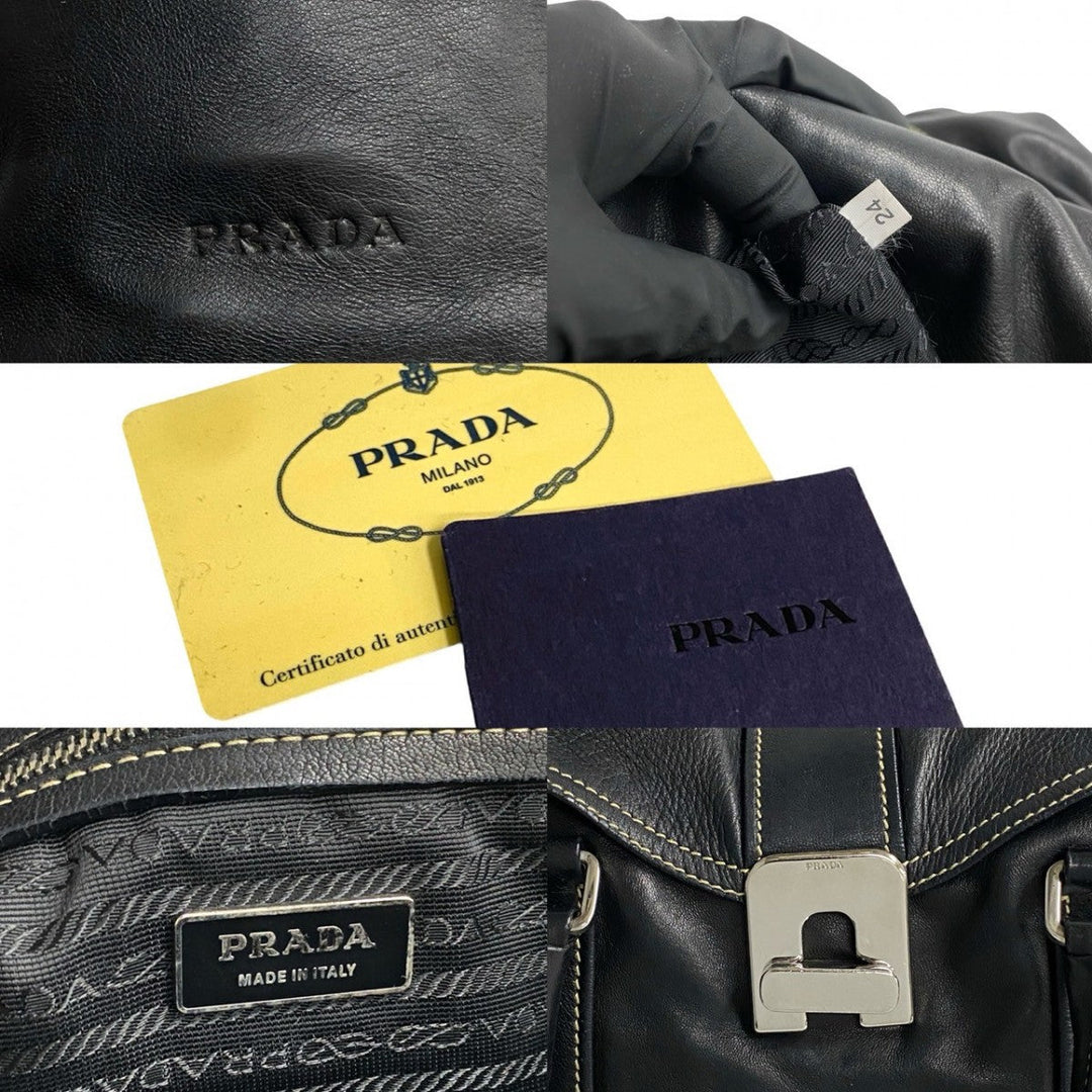 PRADA Tote Bag leather black