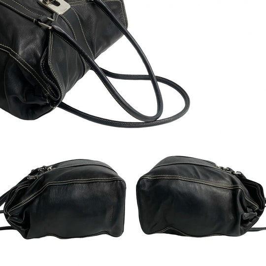 PRADA Tote Bag leather black