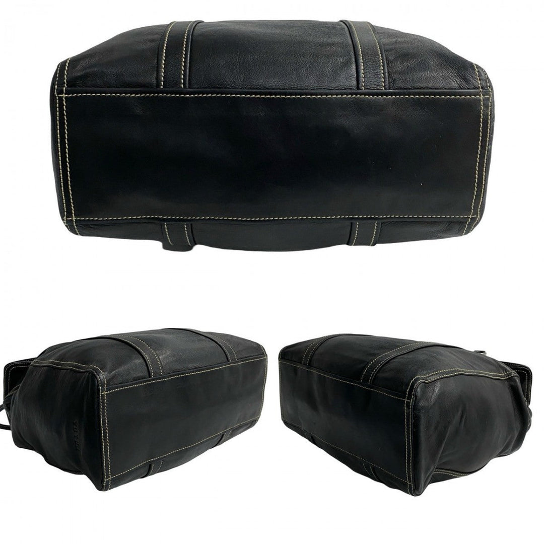 PRADA Tote Bag leather black