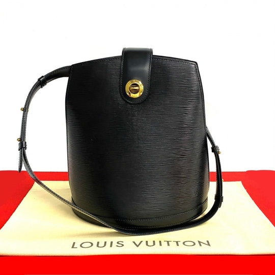 LOUIS VUITTON Shoulder Bag leather black Epi Cluny