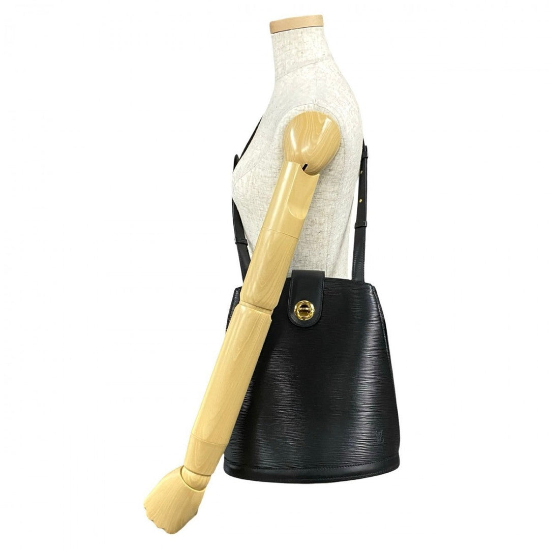 LOUIS VUITTON Shoulder Bag leather black Epi Cluny