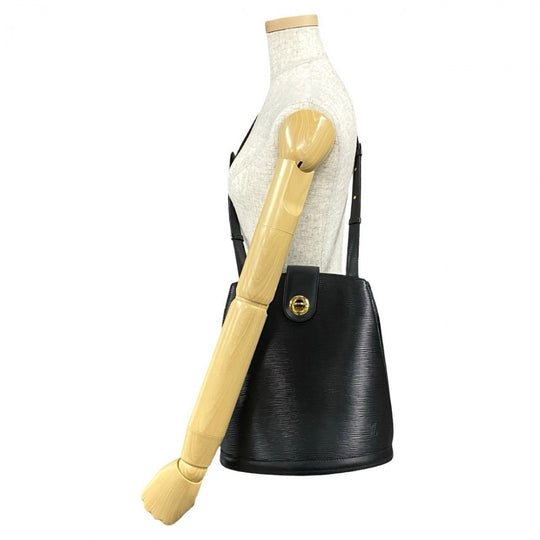 LOUIS VUITTON Shoulder Bag leather black Epi Cluny