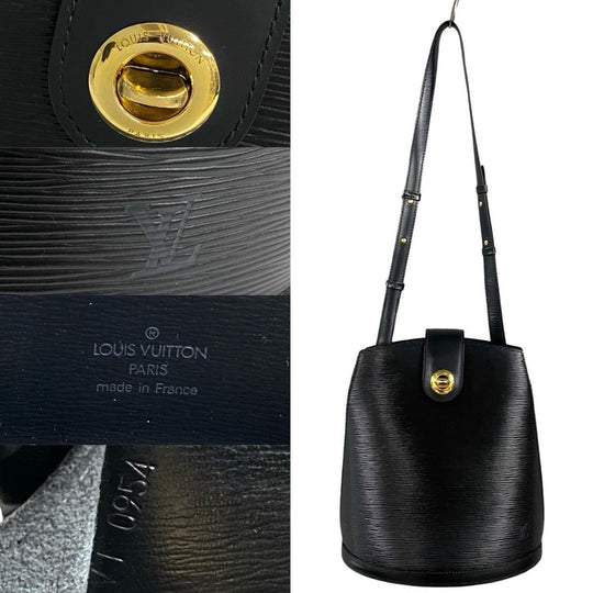 LOUIS VUITTON Shoulder Bag leather black Epi Cluny