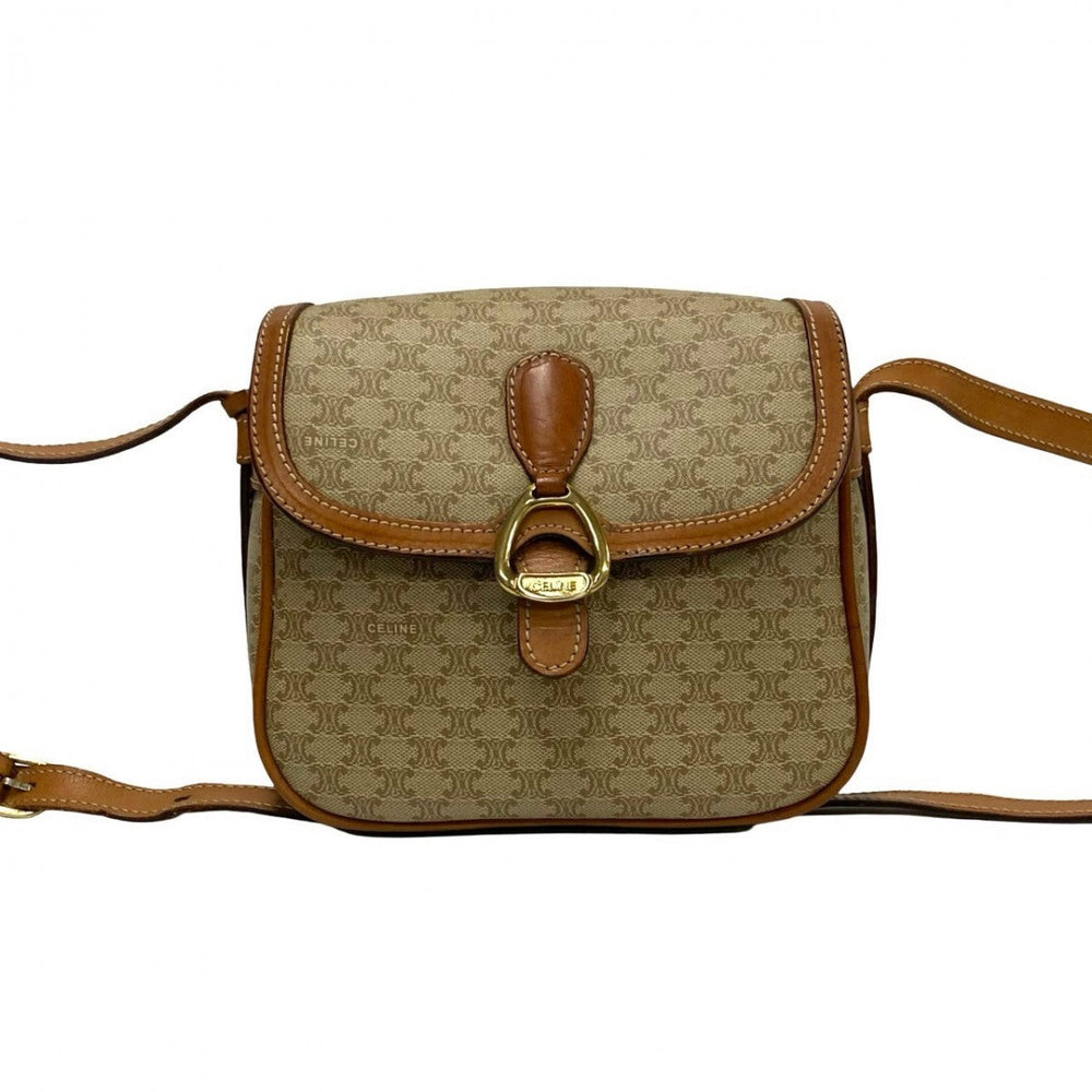 CELINE Shoulder Bag leather beige