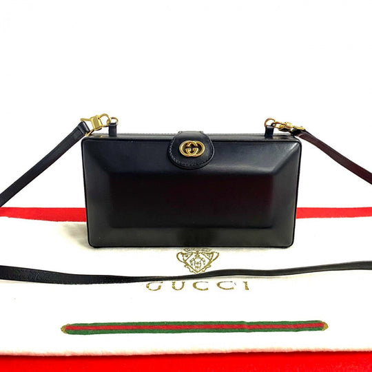 GUCCI Shoulder Bag leather black Old Gucci
