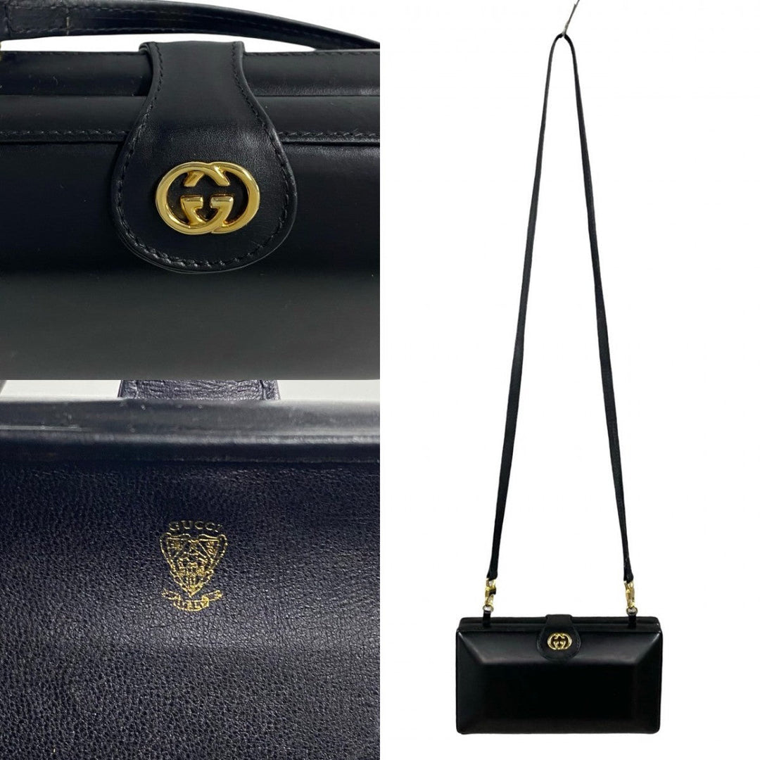 GUCCI Shoulder Bag leather black Old Gucci