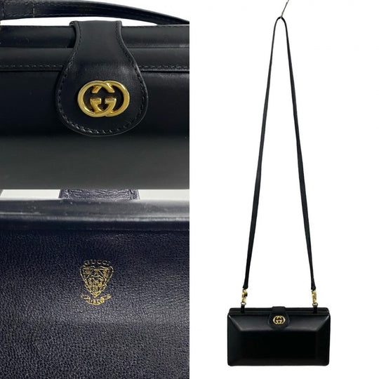 GUCCI Shoulder Bag leather black Old Gucci