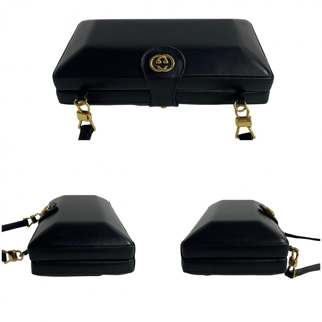 GUCCI Shoulder Bag leather black Old Gucci