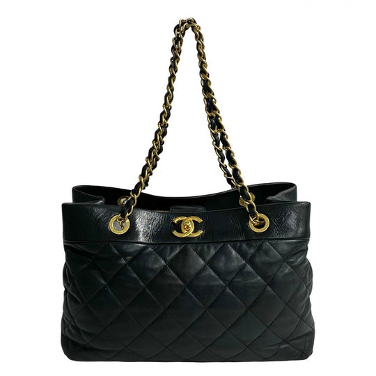 CHANEL Tote Bag lambskin black Matrasse