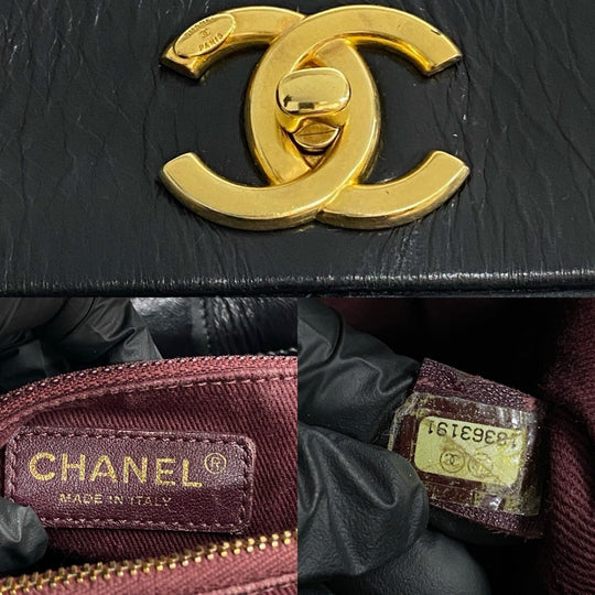 CHANEL Tote Bag lambskin black Matrasse