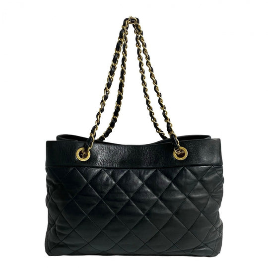 CHANEL Tote Bag lambskin black Matrasse
