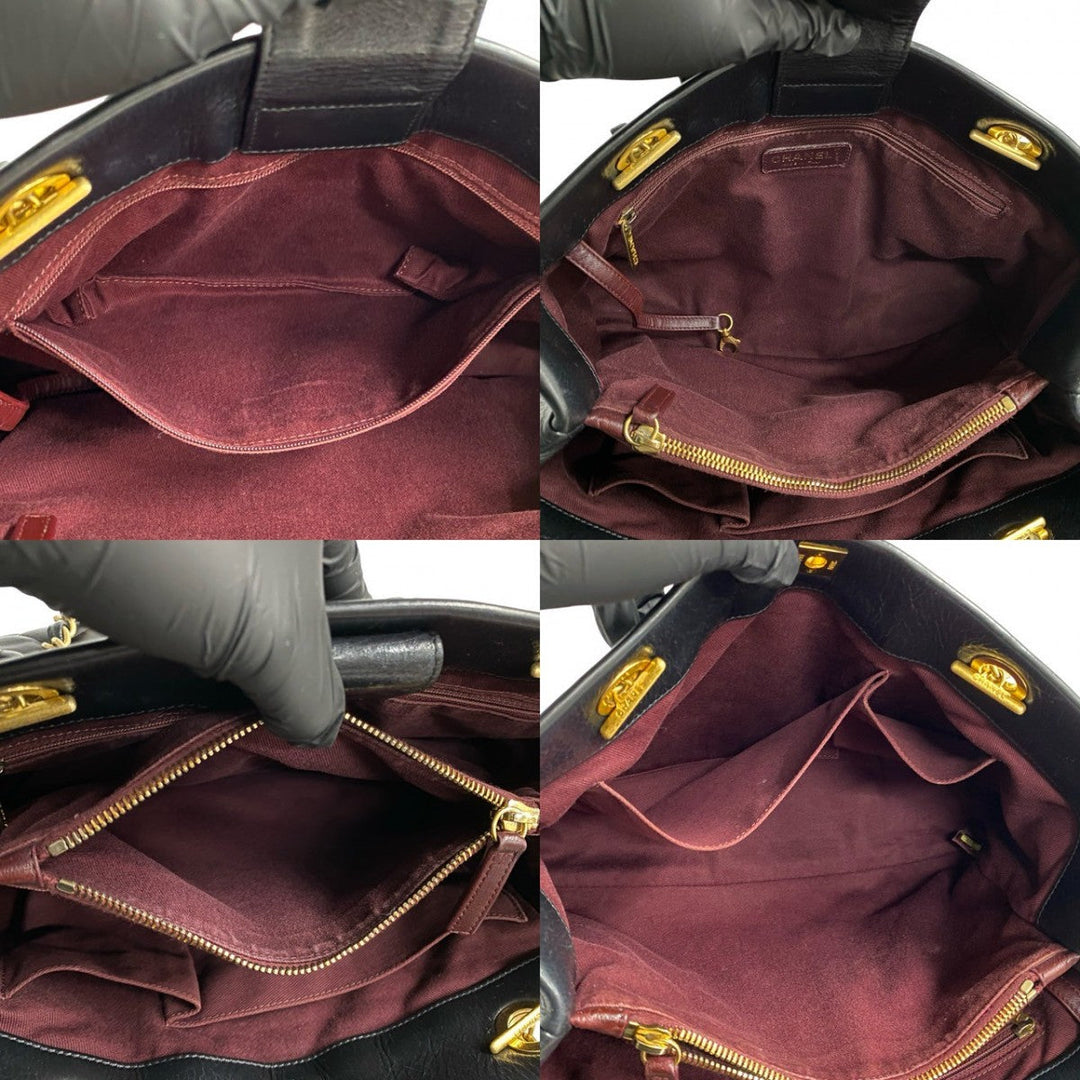 CHANEL Tote Bag lambskin black Matrasse