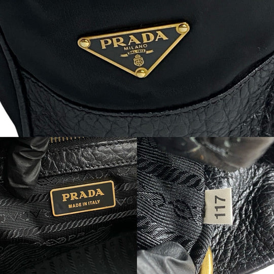 PRADA Tote Bag leather black