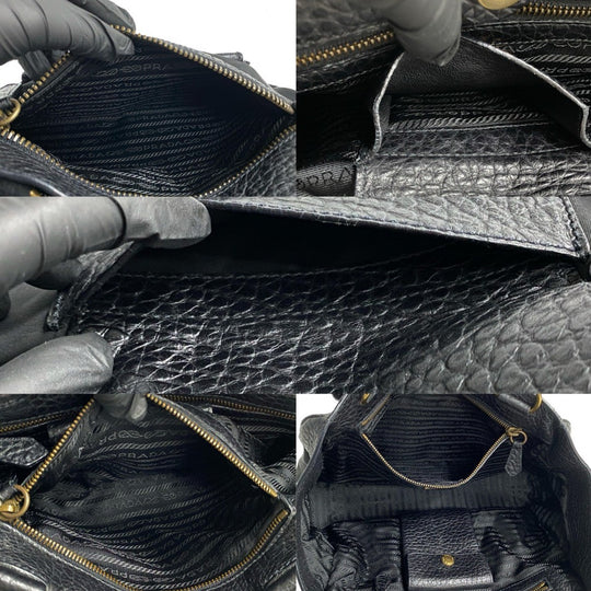 PRADA Tote Bag leather black