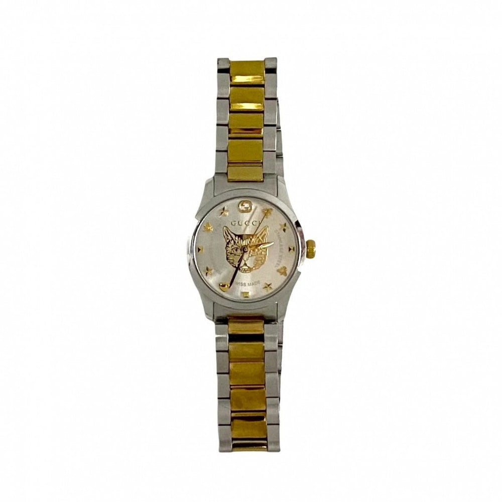 GUCCI Watches Quartz 126.5 YA126596 Stainless steel gold Cat Design G timeless Silver dial