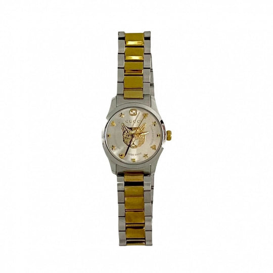 GUCCI Watches Quartz 126.5 YA126596 Stainless steel gold Cat Design G timeless Silver dial