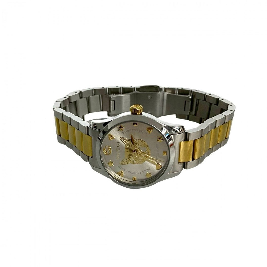 GUCCI Watches Quartz 126.5 YA126596 Stainless steel gold Cat Design G timeless Silver dial