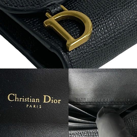 Dior Tri-fold wallet leather black Saddle wallet
