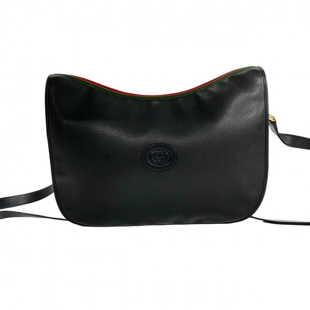GUCCI Shoulder Bag leather black Sherry line