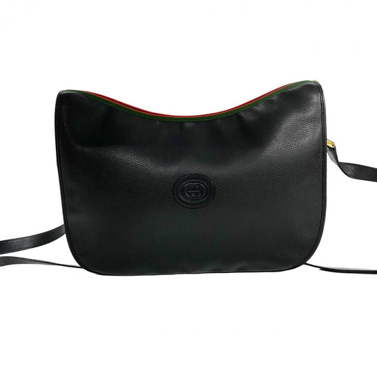 GUCCI Shoulder Bag leather black Sherry line