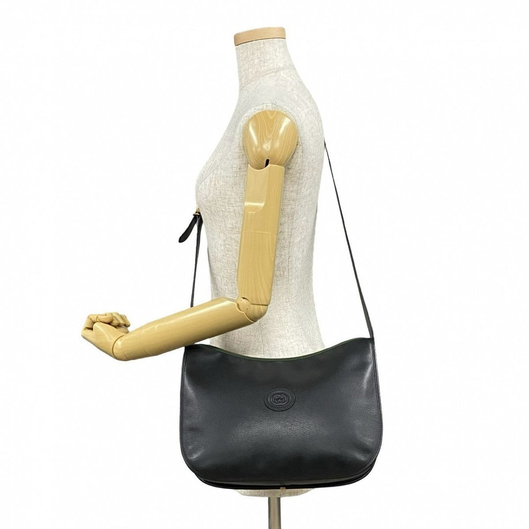 GUCCI Shoulder Bag leather black Sherry line