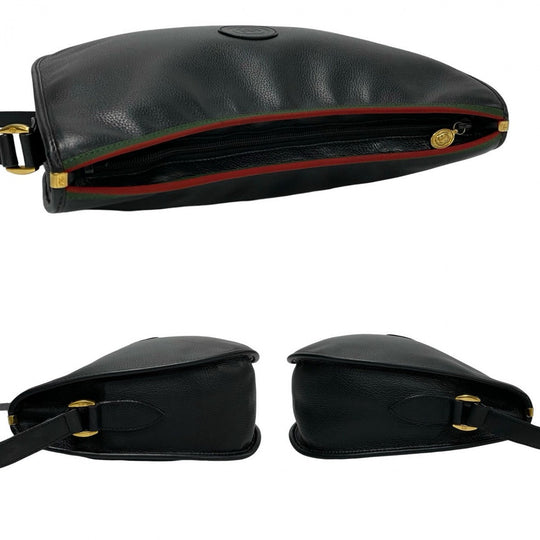 GUCCI Shoulder Bag leather black Sherry line