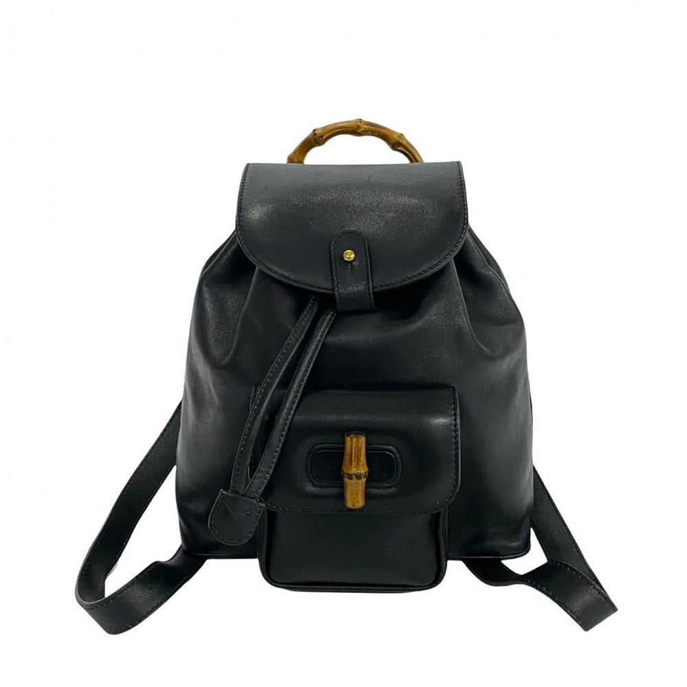 GUCCI Backpack leather black Bamboo