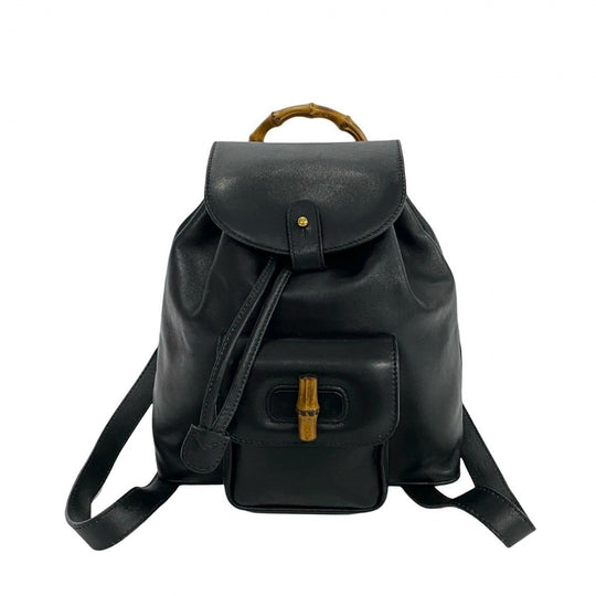 GUCCI Backpack leather black Bamboo