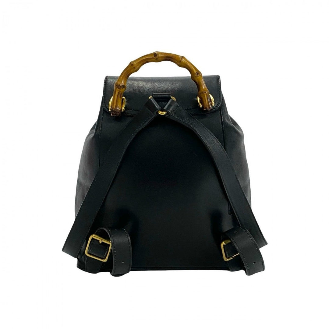 GUCCI Backpack leather black Bamboo