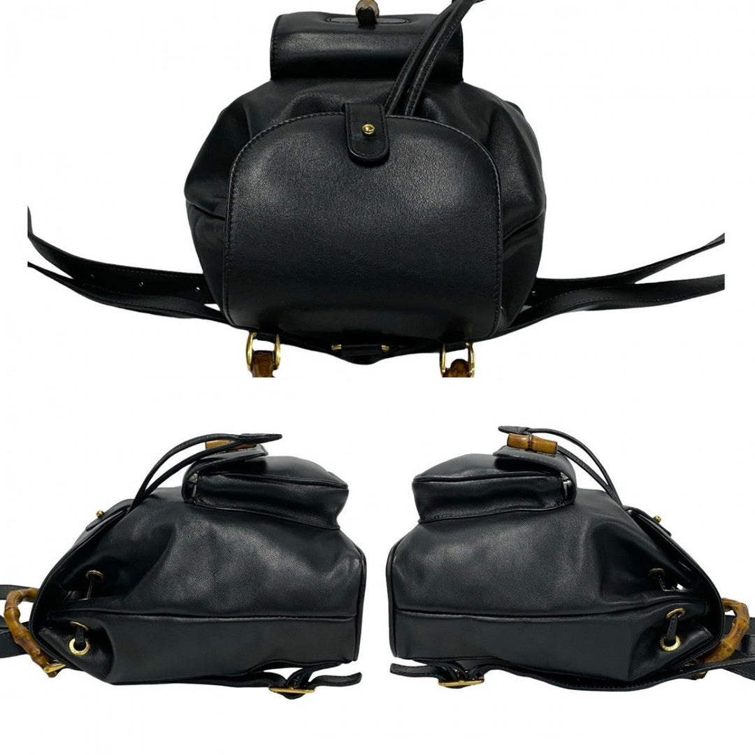 GUCCI Backpack leather black Bamboo