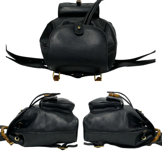 GUCCI Backpack leather black Bamboo