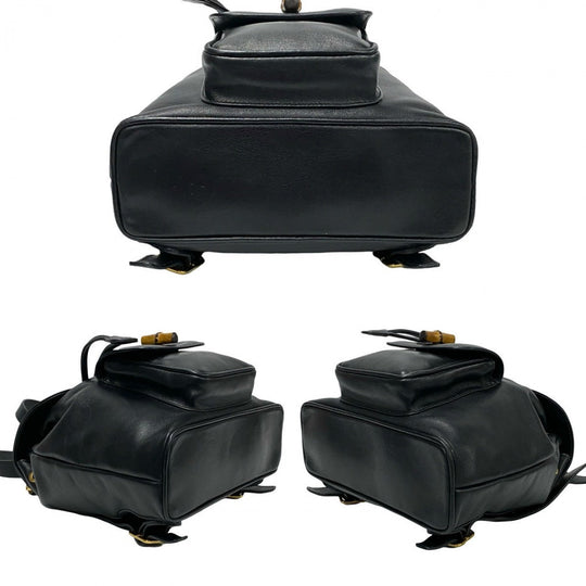 GUCCI Backpack leather black Bamboo