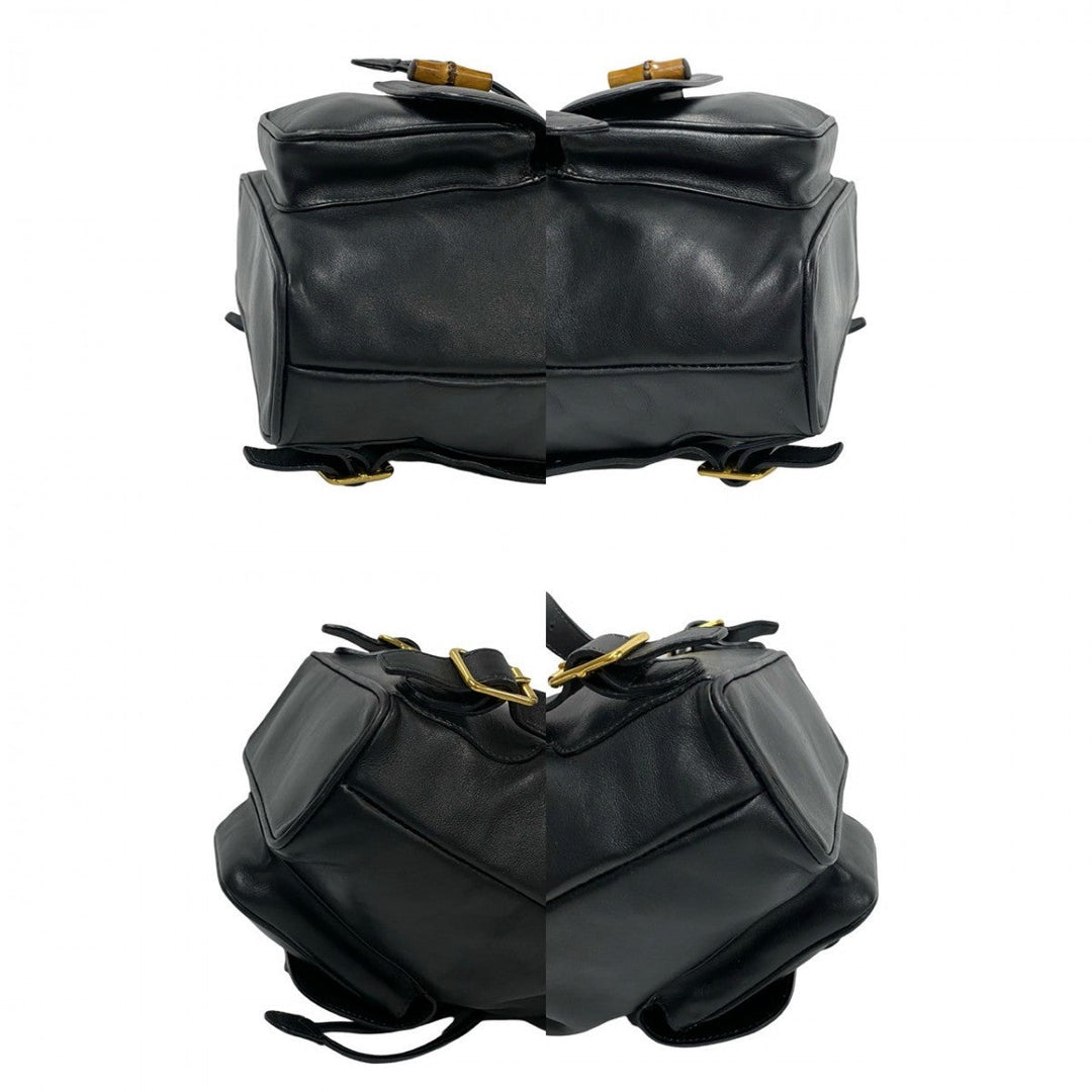 GUCCI Backpack leather black Bamboo