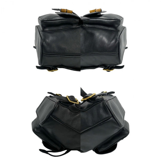 GUCCI Backpack leather black Bamboo