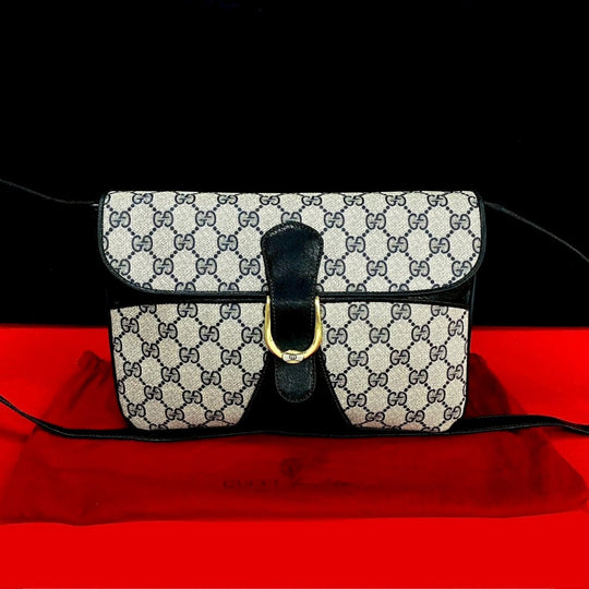GUCCI Shoulder Bag leather Navy
