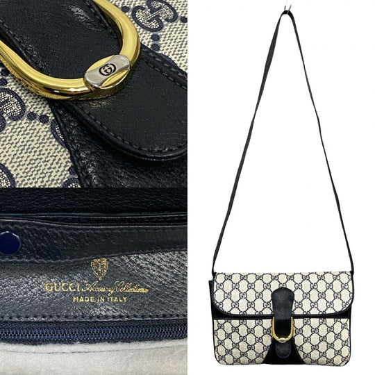 GUCCI Shoulder Bag leather Navy