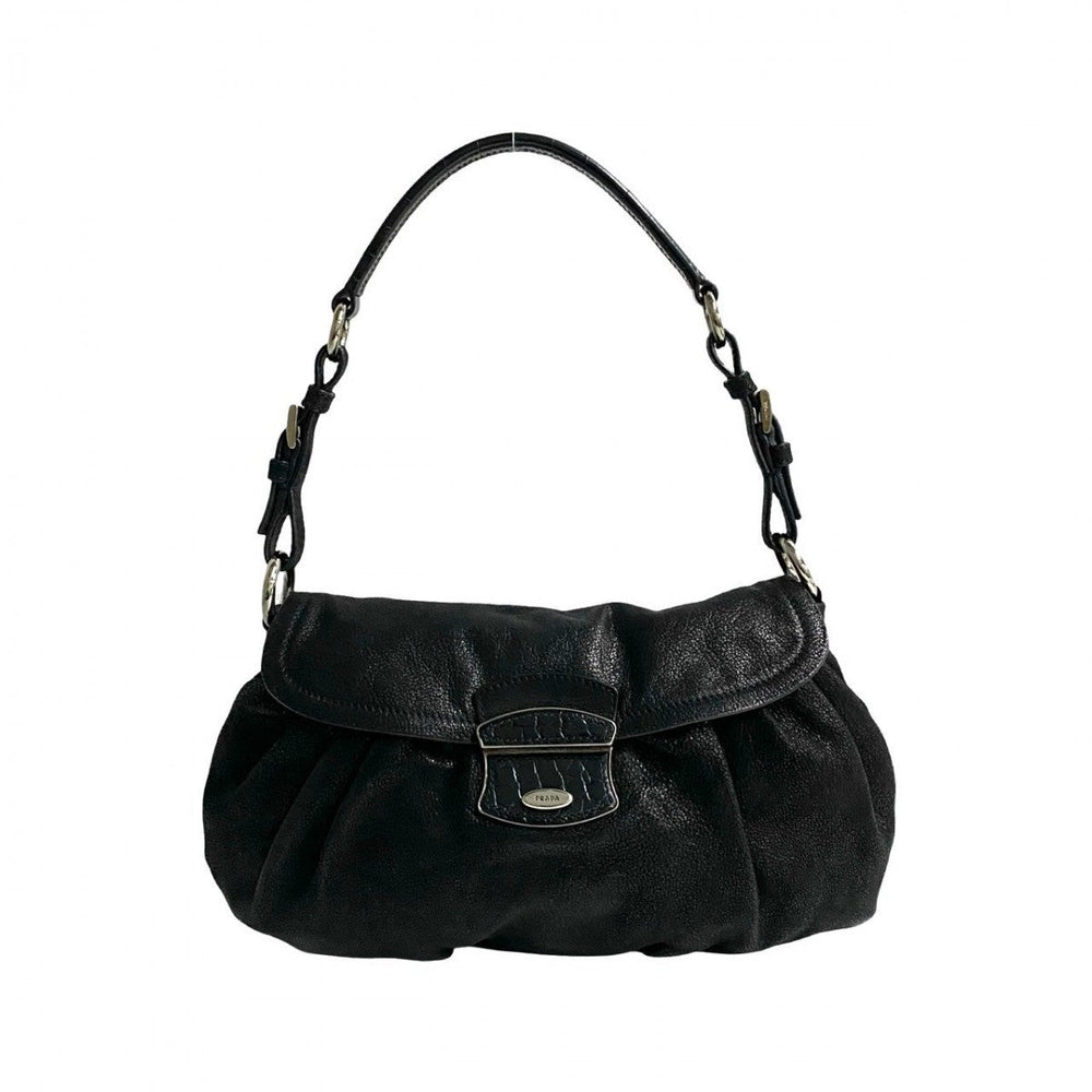 PRADA Shoulder Bag leather black