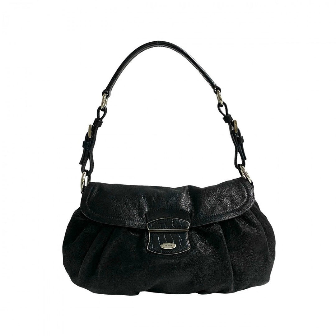 PRADA Shoulder Bag leather black