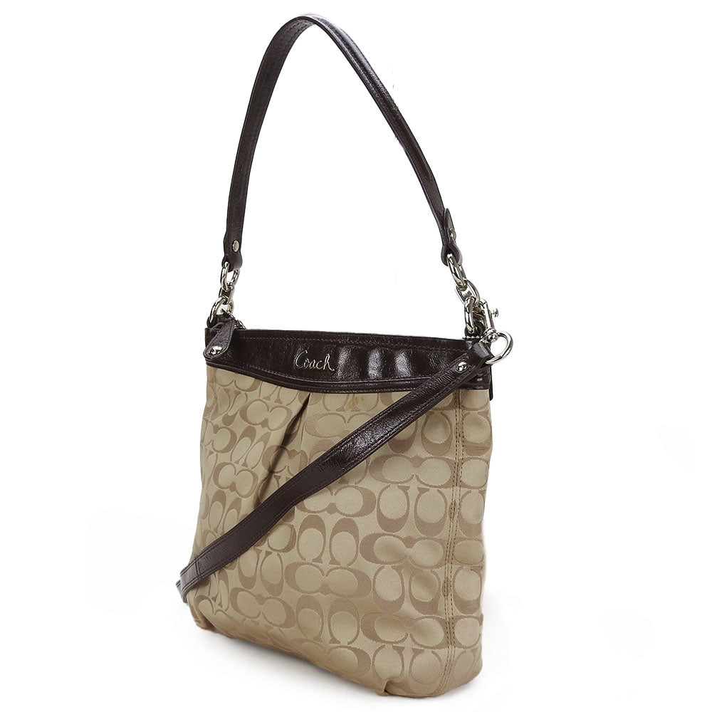 COACH Shoulder Bag F20111 Canvas, Patent Leather Brown Women Used Authentic