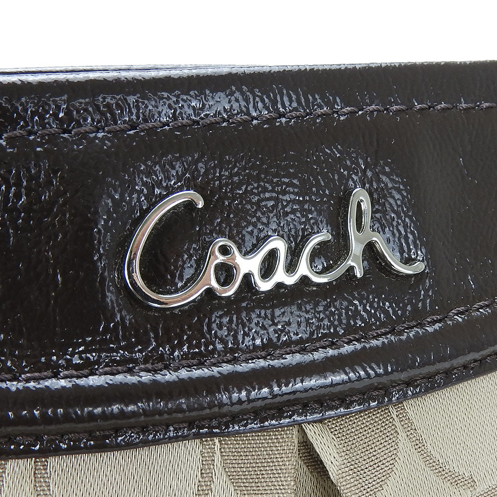 COACH Shoulder Bag F20111 Canvas, Patent Leather Brown Women Used Authentic