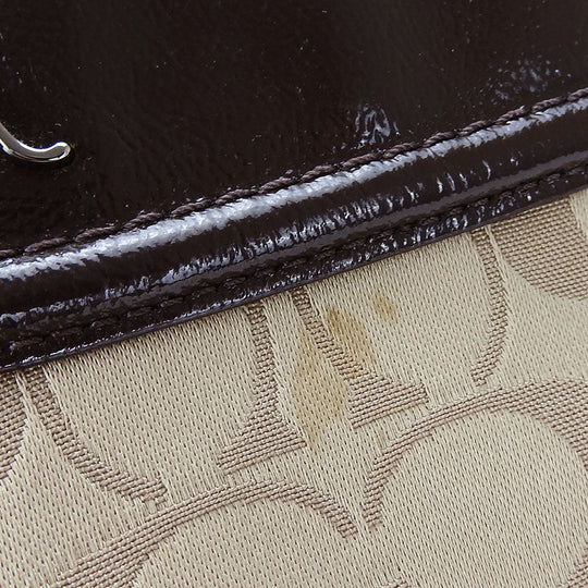 COACH Shoulder Bag F20111 Canvas, Patent Leather Brown Women Used Authentic