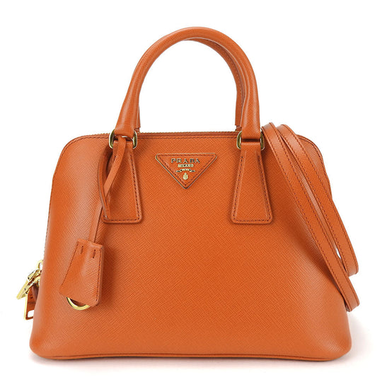 PRADA Handbag BL0838 Safiano leather Orange Women Used Authentic