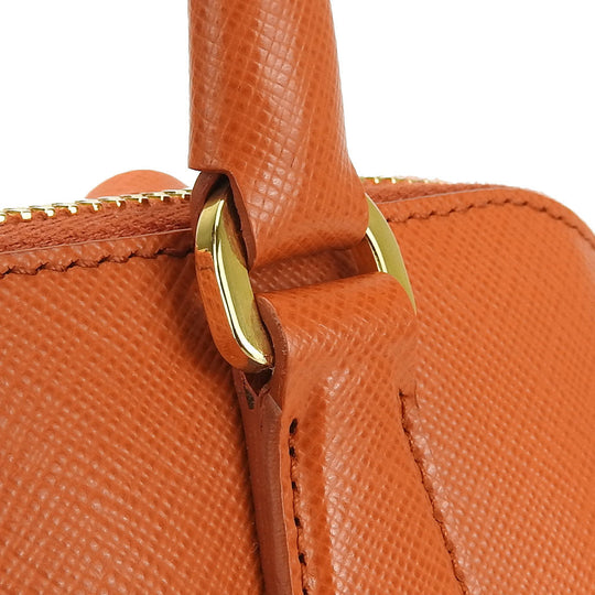 PRADA Handbag BL0838 Safiano leather Orange Women Used Authentic