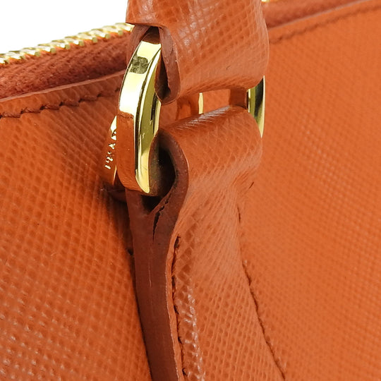 PRADA Handbag BL0838 Safiano leather Orange Women Used Authentic