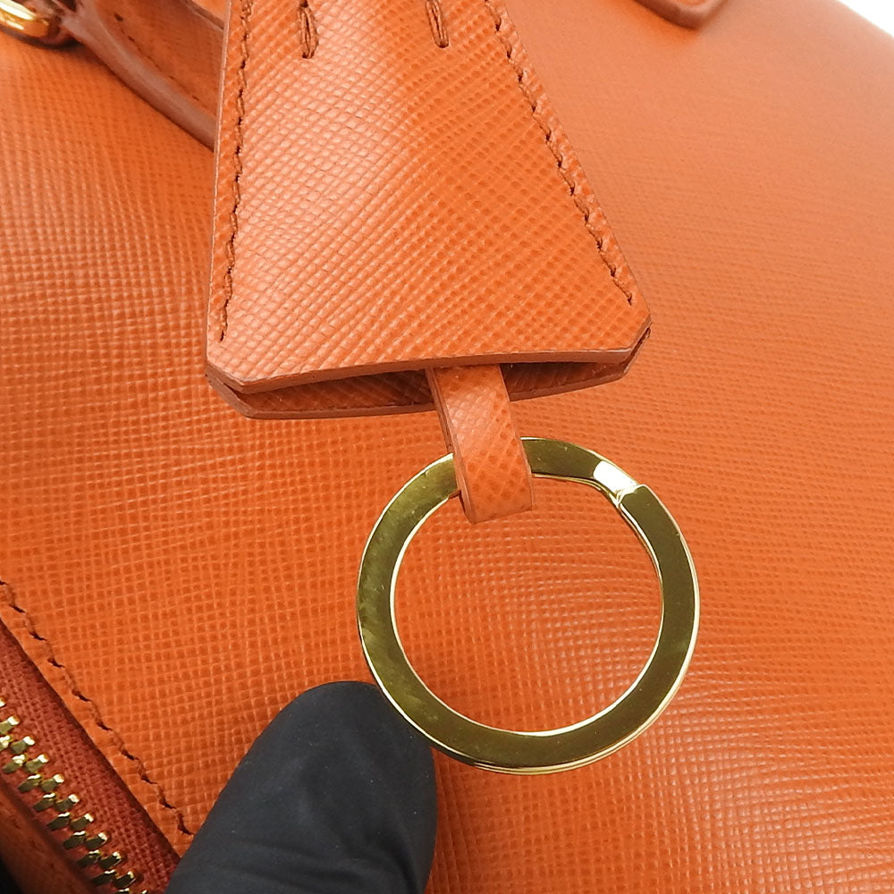 PRADA Handbag BL0838 Safiano leather Orange Women Used Authentic