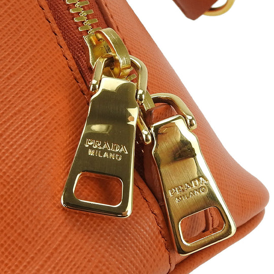 PRADA Handbag BL0838 Safiano leather Orange Women Used Authentic