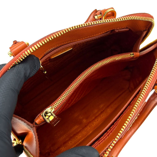 PRADA Handbag BL0838 Safiano leather Orange Women Used Authentic
