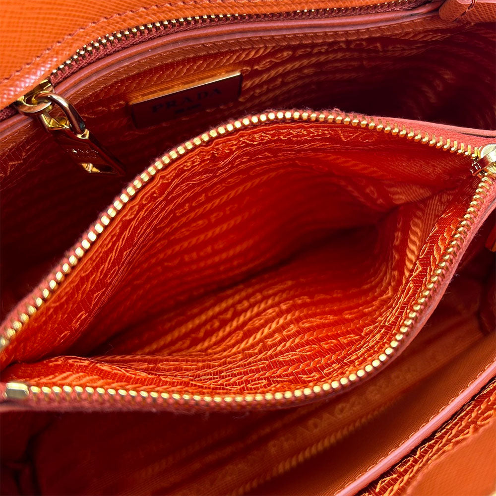 PRADA Handbag BL0838 Safiano leather Orange Women Used Authentic
