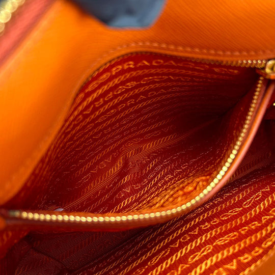 PRADA Handbag BL0838 Safiano leather Orange Women Used Authentic