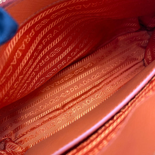 PRADA Handbag BL0838 Safiano leather Orange Women Used Authentic